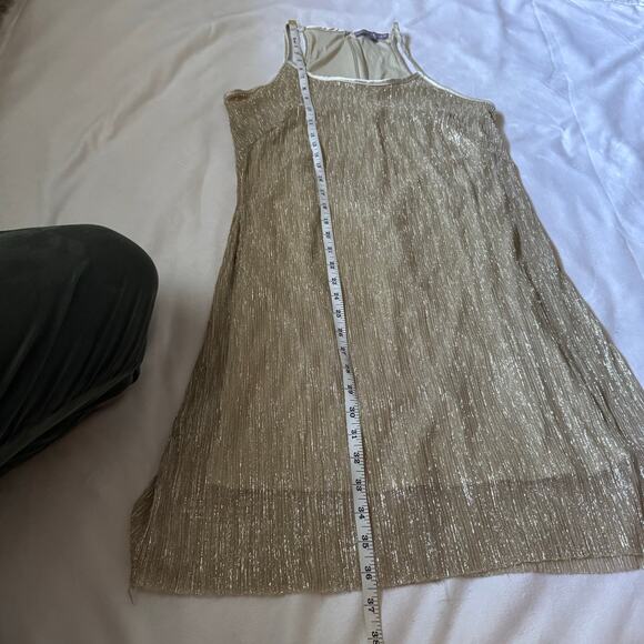 Hope & Harlow Gold Disco Sparkling Shift Mini Dress - Picture 4 of 8